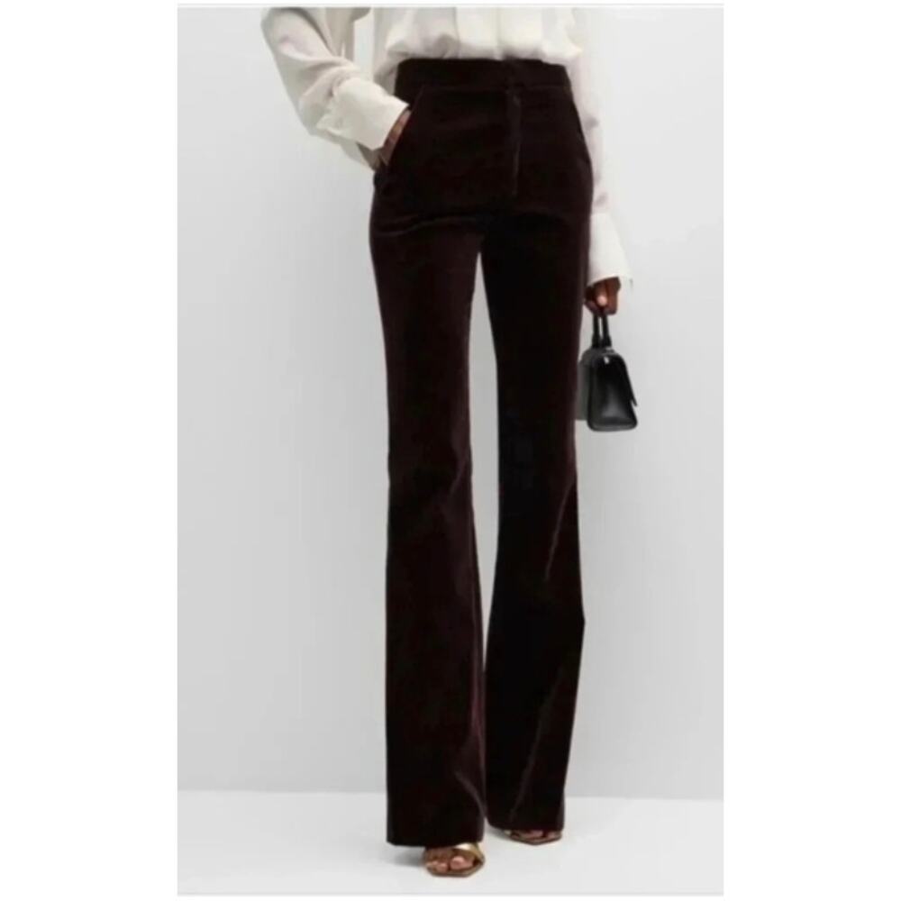 A.L.C. Sophie II Velvet Flare Pants Chocolate Brown Size 10